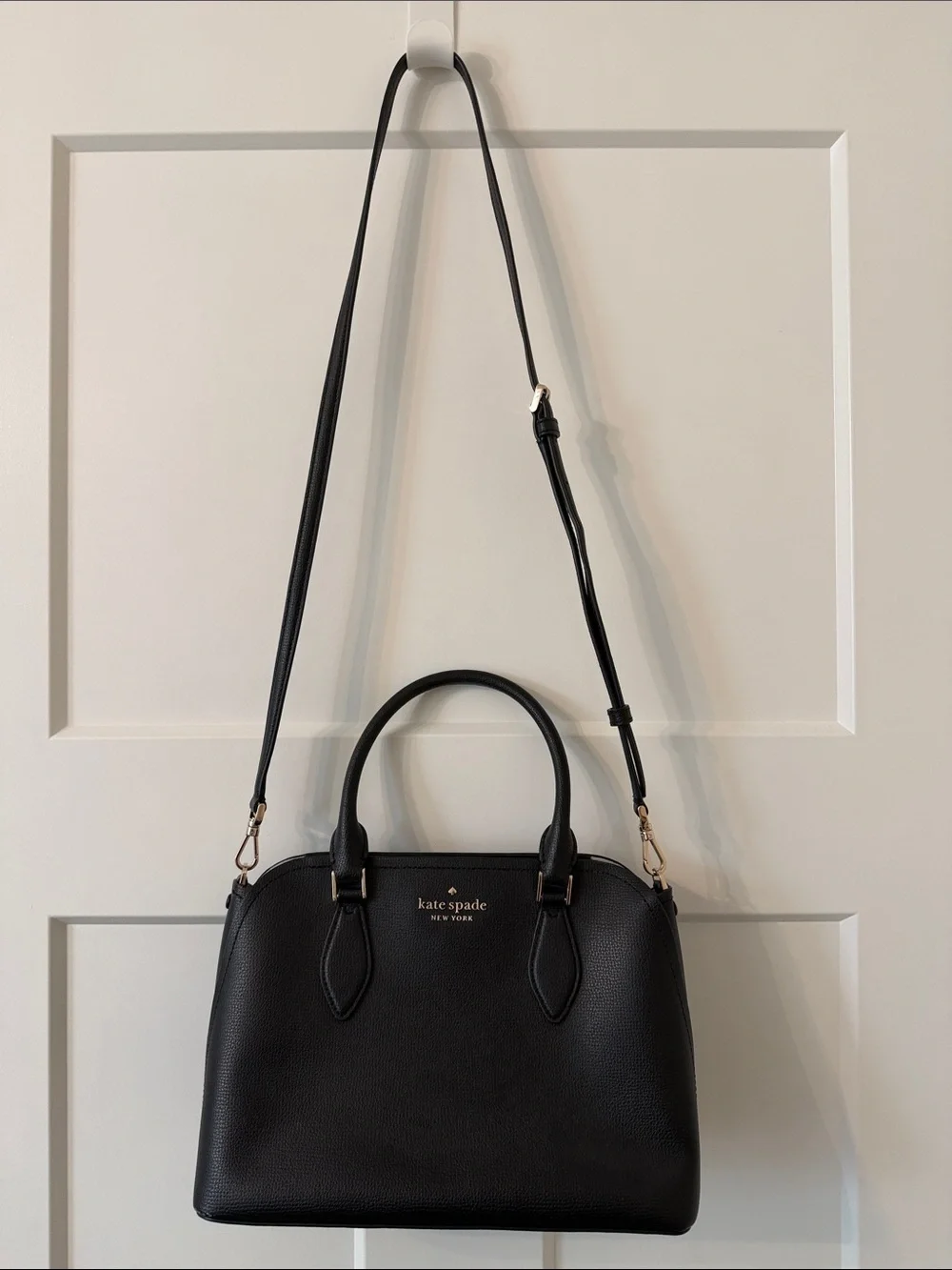 Kate Spade Darcy Small Black Pebbled Leather Satchel Gold Hardware Crossbody